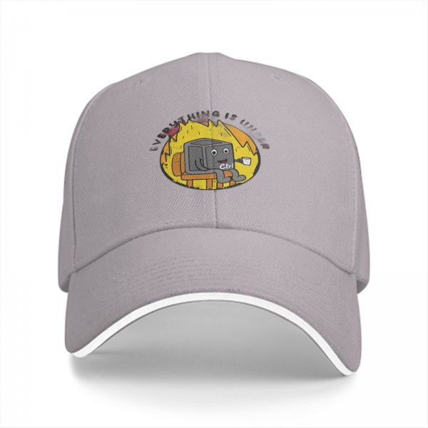 Black baseball cap with cartoon Ctrl character holding a coffee mug