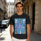 Olive green t-shirt with The Barky Bunch cartoon dog graphic