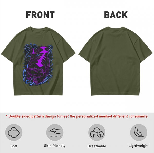 Olive Green T-Shirt With Neon Purple Avatar The Last Airbender Art Print