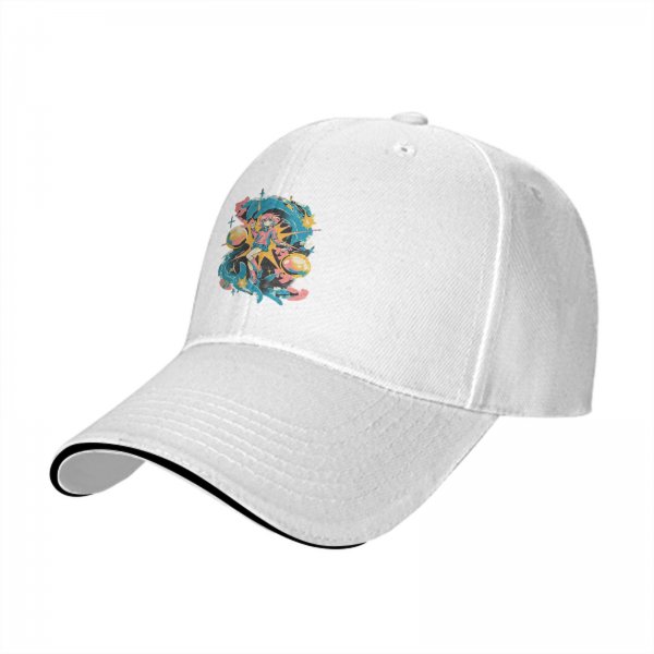 Black Baseball Cap With Colorful Anime Space Character Graphic