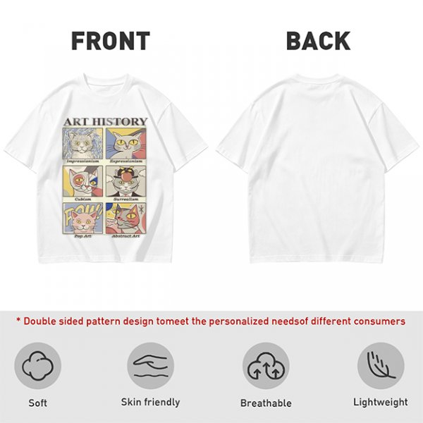 Art History Cat Themed Graphic T-Shirt Print Design