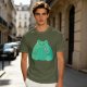 Olive Green T-Shirt With Cute Frog Holding Knife Graphic