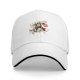 Black baseball cap with caffeine kick cartoon coffee mug graphic