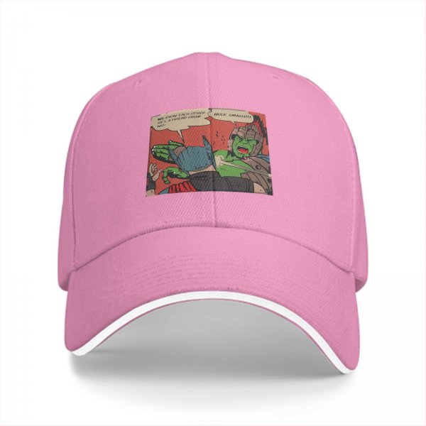 Baseball cap with Thor and Hulk comic panel print