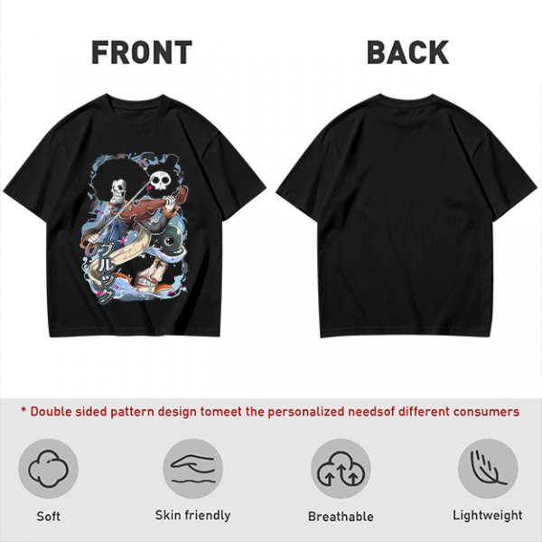 One Piece Brook Skull Musician Graphic Tee