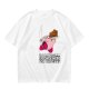 Olive t-shirt with Kirby holding knife and cake, text Calm Down I'm Only Here For The Cake