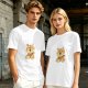 Olive Green T-Shirt with Cute Tiger Holding Coffee Mug Print