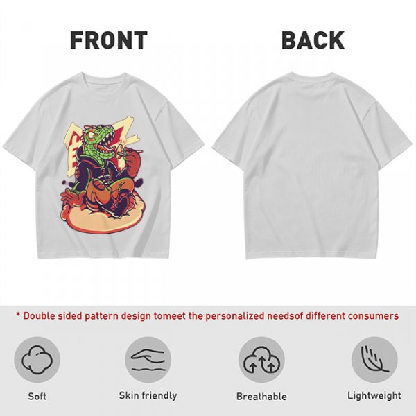 Olive T-Shirt with Cartoon Crocodile Eating Snack Graphic