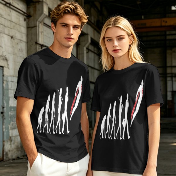 Olive T-Shirt With Evolutionary Human Silhouette Print