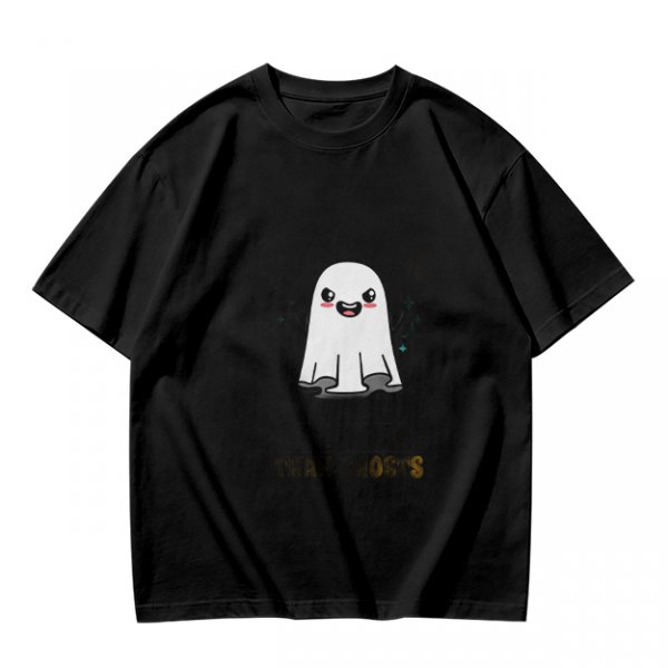 Olive T-shirt with Cute Smiling Ghost Graphic Print