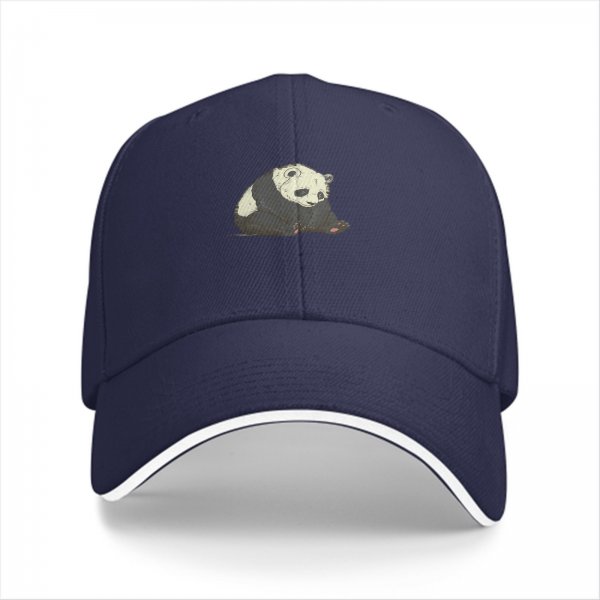 Black Baseball Cap With Cute Sitting Panda Graphic