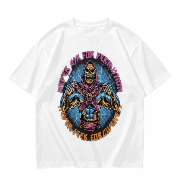 Olive t-shirt with skeleton warrior graphic and permission forgiveness text