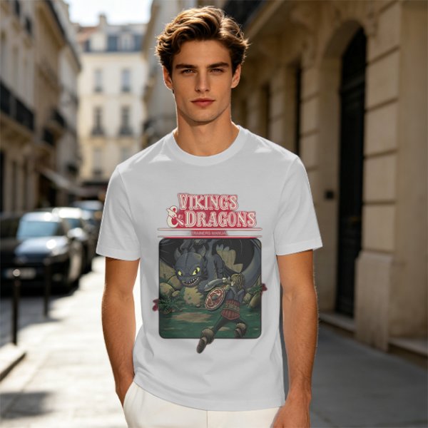 Vikings and Dragons T-Shirt with Fantasy Dragon Graphic