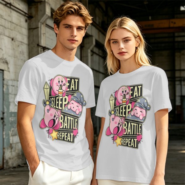 Eat Sleep Battle Repeat Kirby Graphic T-Shirt