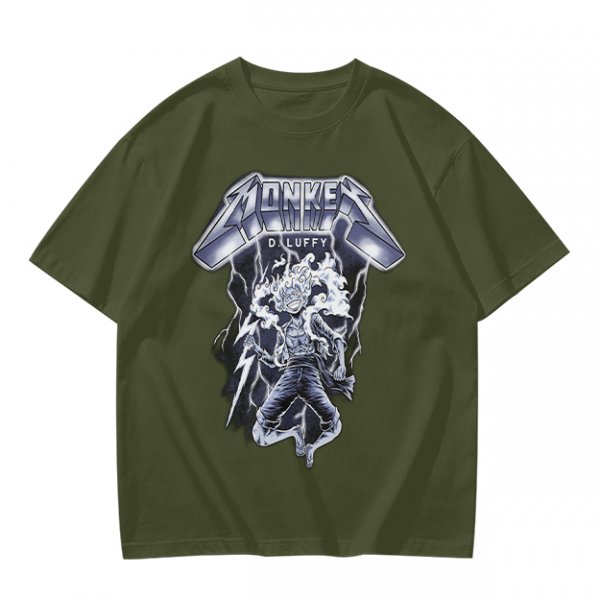 One Piece Monkey D. Luffy Gear 5 Metal Rock Style Graphic T-Shirt