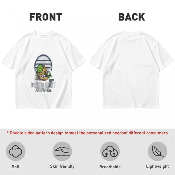 Olive green graphic t-shirt with Tonberry 'Good Night' print