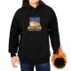 Black hoodie with a cat sleeping on a laptop and tech support text