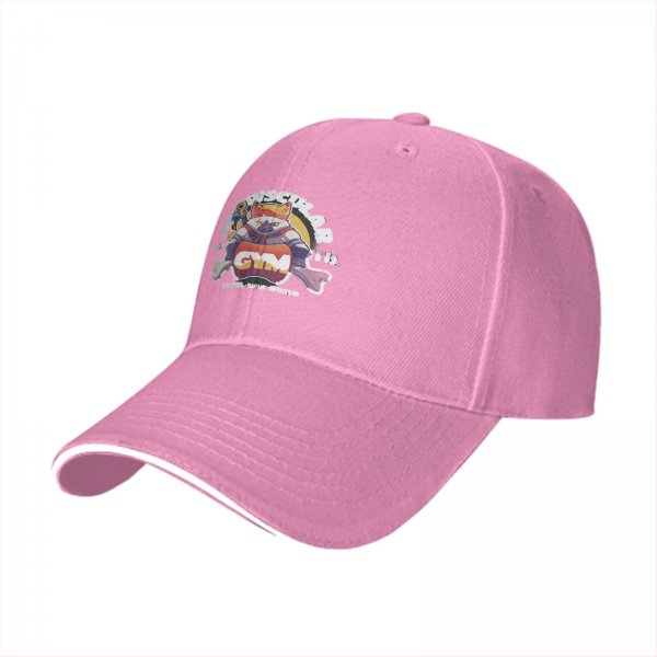 Black Baseball Cap with Muscular Cat Gym Graphic Print