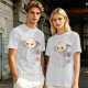 Olive T-shirt with Grumpy Axolotl Holding Coffee Print