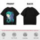 Anime Character Silhouette Wisteria Floral Graphic Olive T-Shirt
