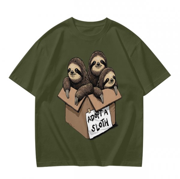 Adopt a Sloth T-Shirt with Three Cute Sloths in a Box