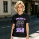 Olive t-shirt with a black cat holding a magic 8 ball and text 'Signs Point To Leave Me Alone'