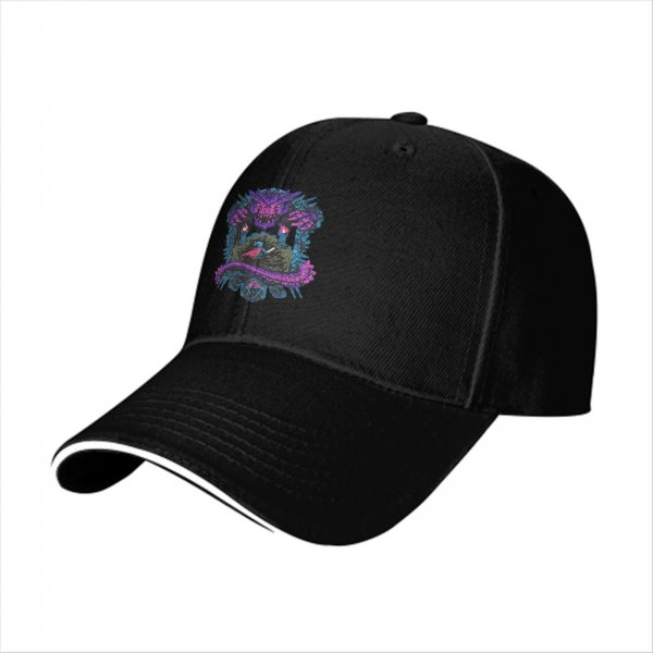 Black Baseball Cap With Fantasy Dragon And Warrior Graphic