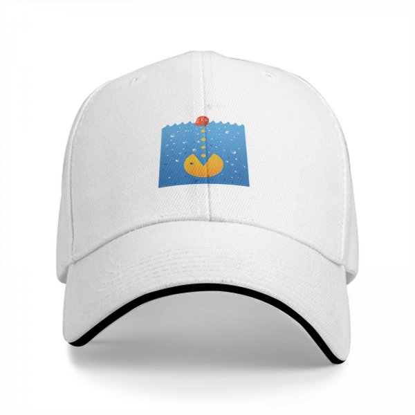 Black Baseball Cap With Underwater Pac-Man Graphic Print