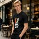 Olive T-Shirt with Surfer Pizza Character and Argyle Pizza Print