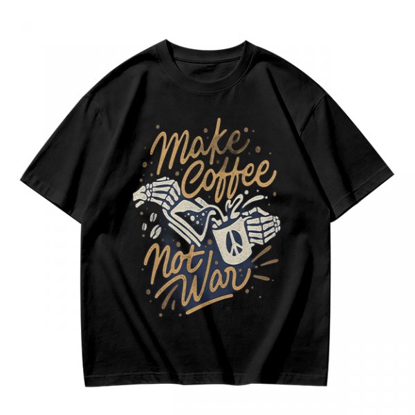 Make Coffee Not War Skeleton Hand Graphic T-Shirt
