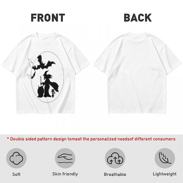 Olive Halloween Witch Silhouette Graphic Short Sleeve T-Shirt