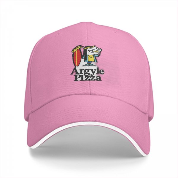 Black Baseball Cap with Argyle Pizza Cartoon Logo