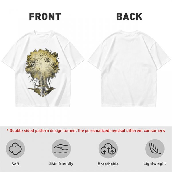 Olive Green T-Shirt With Glowing Tree Reflection Art