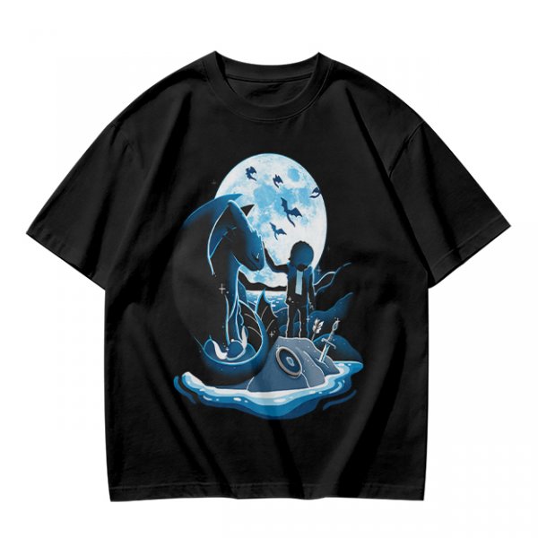 Olive T-Shirt With Dragon Rider Moonlit Fantasy Art Print