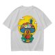 Olive T-Shirt with Trippy Mushroom House Graphic Design