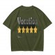 Olive Green T-Shirt With Vacation And Five Star Graphic Print
