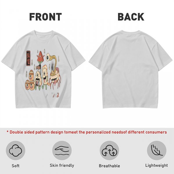 Olive T-Shirt with Japanese Food Monster Yokai Art Print