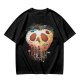 Olive Green T-Shirt With Creepy Melting Skull Apple Graphic