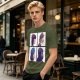 Olive T-Shirt With Four Gorillaz Character Portraits Print