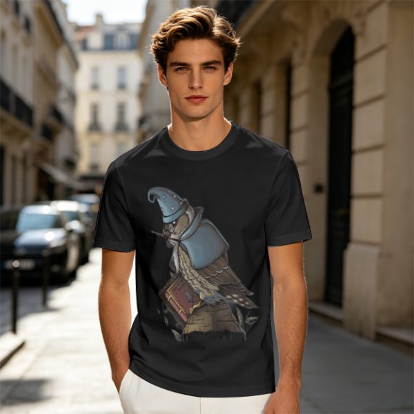 Owl Wizard With Spell Book Graphic Tee