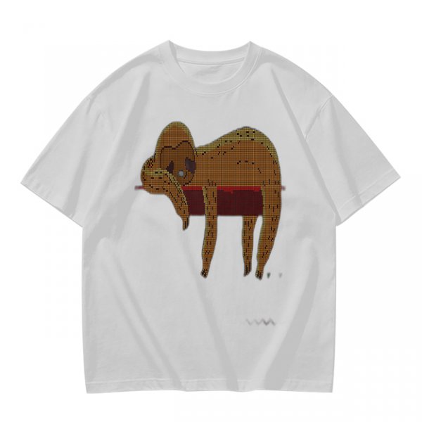 Olive Green T-Shirt with Sleeping Sloth Graphic Print