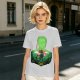 Olive Anime T-Shirt With Samurai Warrior Silhouette Art