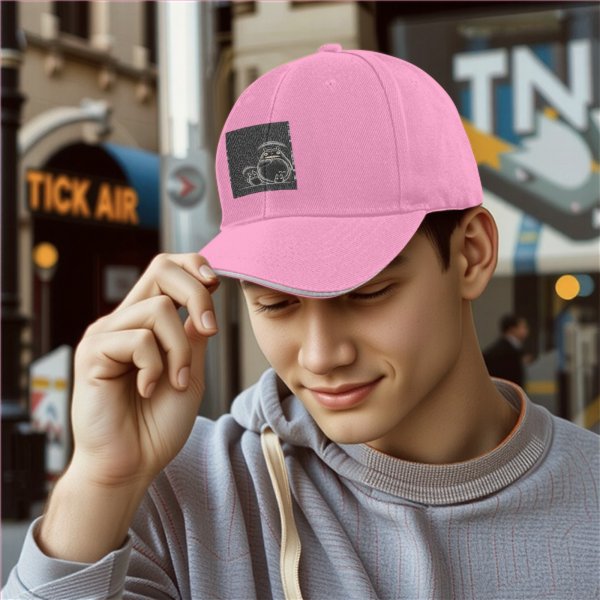 Black Baseball Cap With Totoro Family Line Art Print