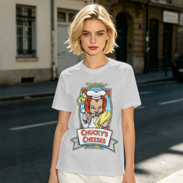 Chucky's Cheeses Horror Themed Graphic T-Shirt