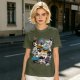 Olive T-Shirt With Pirate Squad Skull Character Print