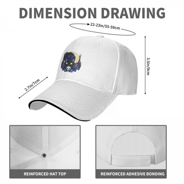 Black Baseball Cap With Night City Black Cat Crescent Moon Skull Art