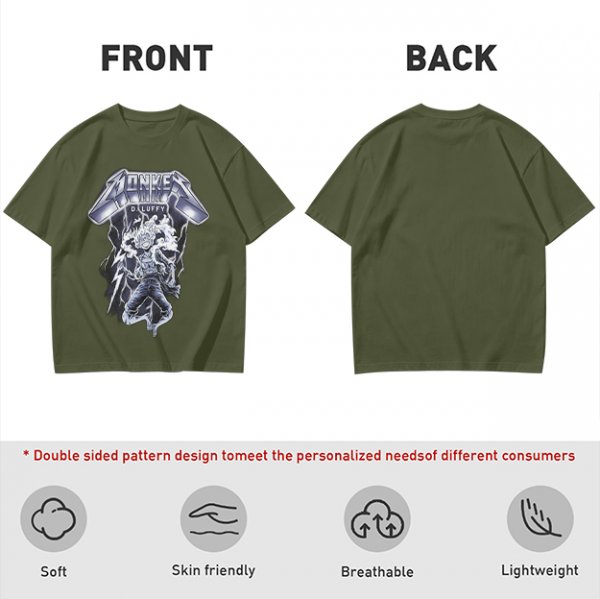One Piece Monkey D. Luffy Gear 5 Metal Rock Style Graphic T-Shirt