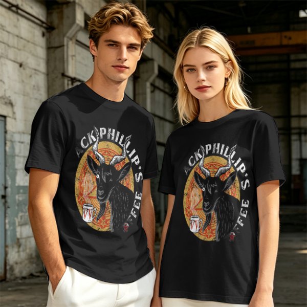 Black Phillip's Coffee Goat Graphic T-Shirt Design