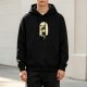 Black Hoodie With Cute Ghost Holding A Cat Graphic Print