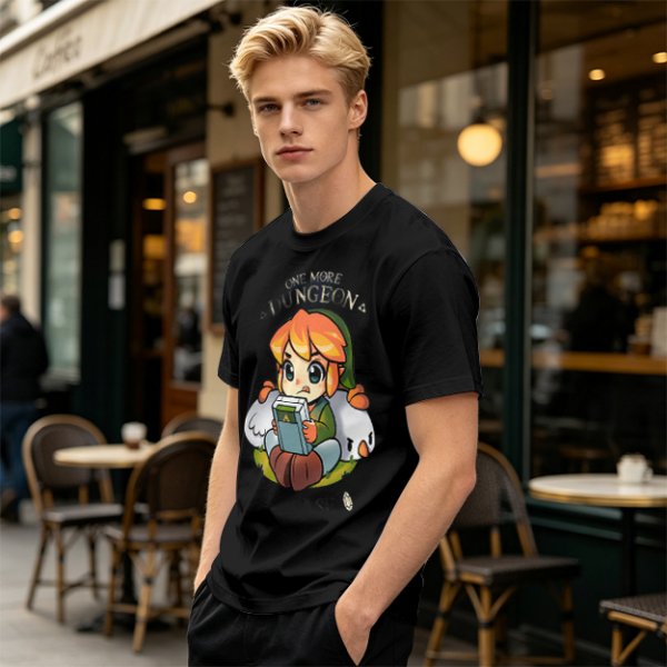 One More Dungeon Chibi Gamer T-Shirt With Zelda Character Art